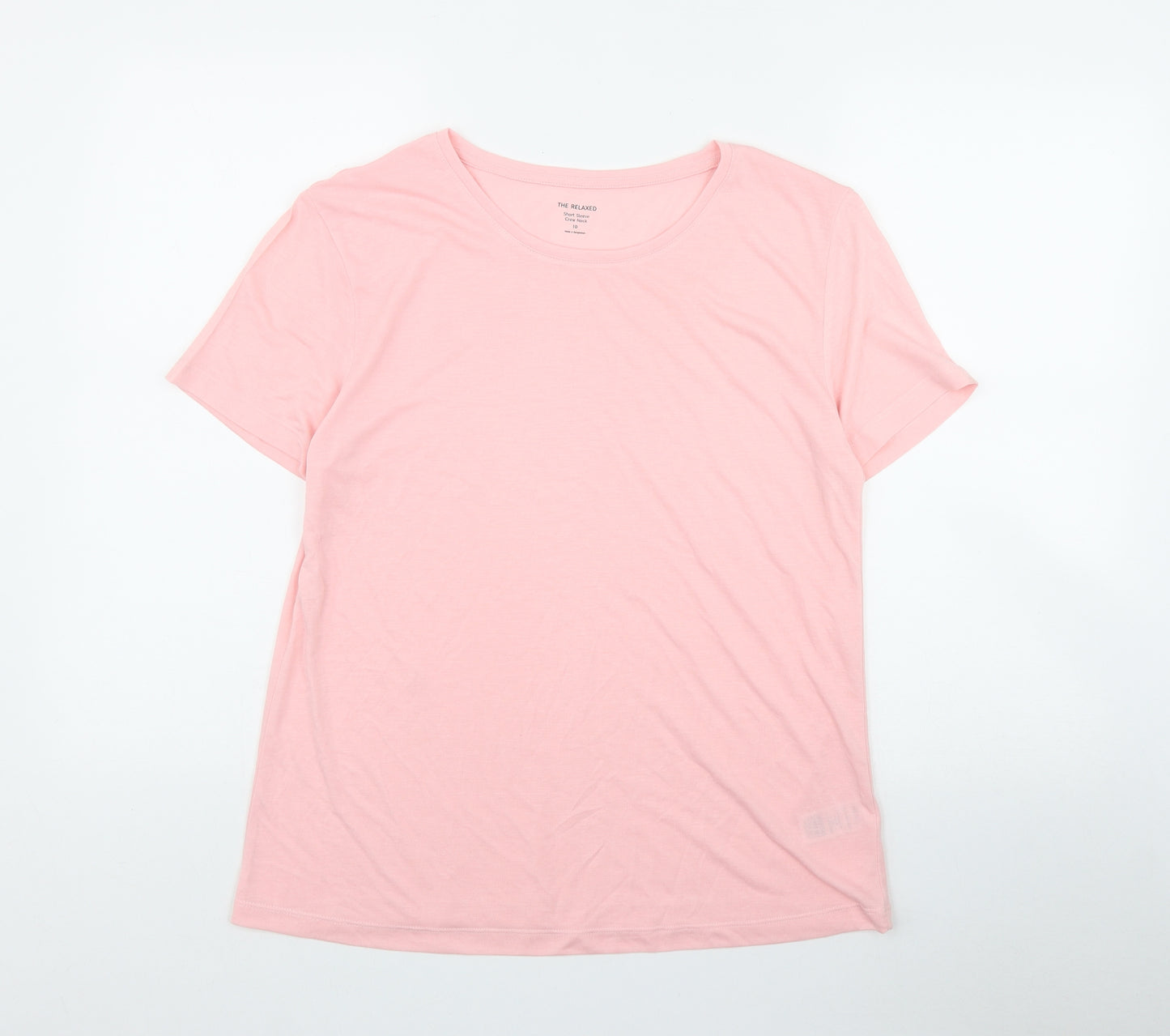 Marks and Spencer Womens Pink  Polyester Basic T-Shirt Size 10 Round Neck