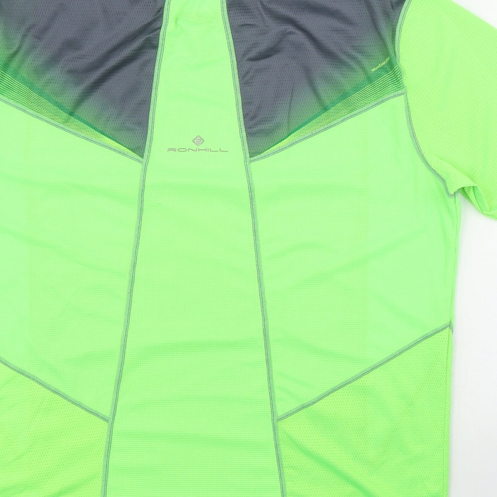 Ronhill Mens Green  Polyester Basic T-Shirt Size M Round Neck Pullover