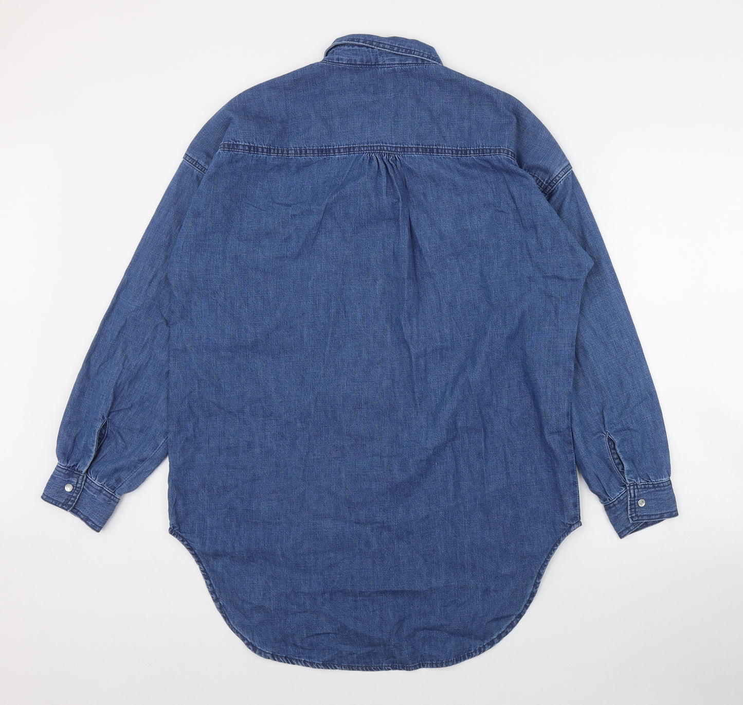 NEXT Womens Blue  Cotton Basic Button-Up Size M Collared