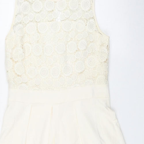 Shubette Womens Ivory  Polyester Fit & Flare  Size 12  Round Neck Hook & Eye