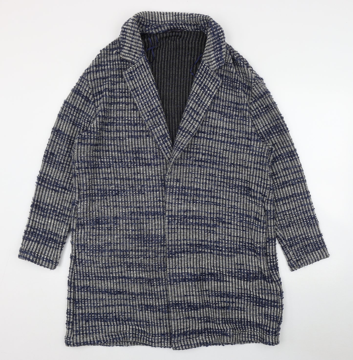 Marks and Spencer Womens Blue Striped  Jacket Coat Size 16