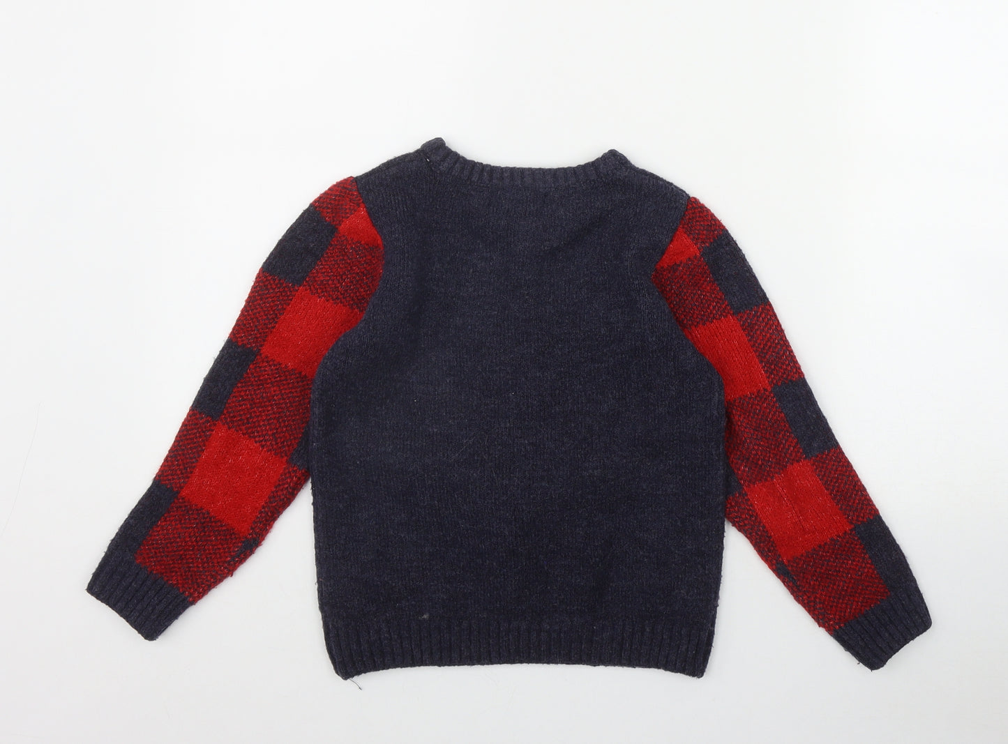 NEXT Boys Blue Round Neck  Acrylic Pullover Jumper Size 6-7 Years  Pullover - Rudolph
