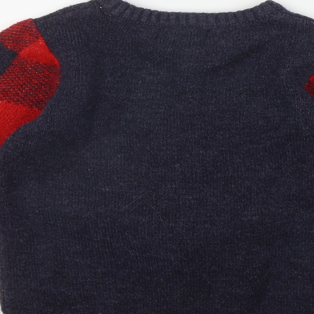 NEXT Boys Blue Round Neck  Acrylic Pullover Jumper Size 6-7 Years  Pullover - Rudolph