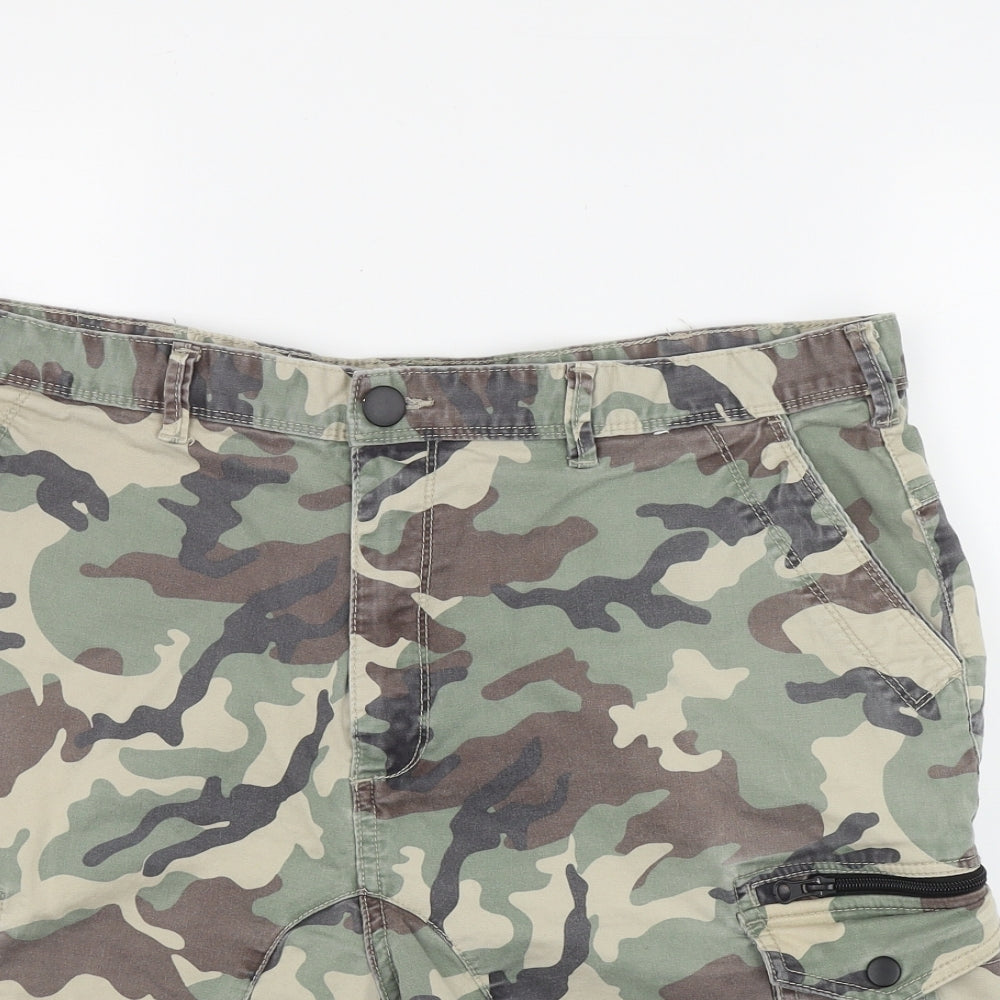 Denim & Co. Mens Green Camouflage Cotton Cargo Shorts Size 38 in L9 in Regular Zip