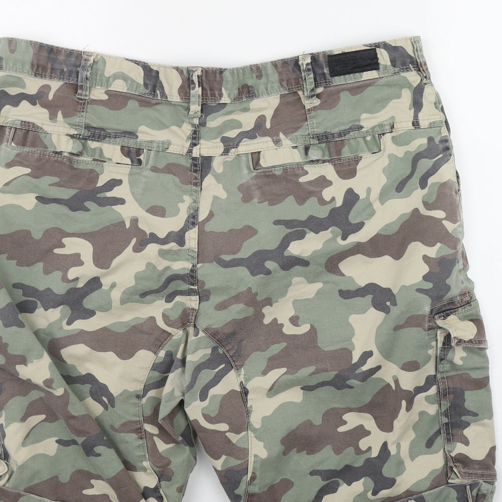 Denim & Co. Mens Green Camouflage Cotton Cargo Shorts Size 38 in L9 in Regular Zip