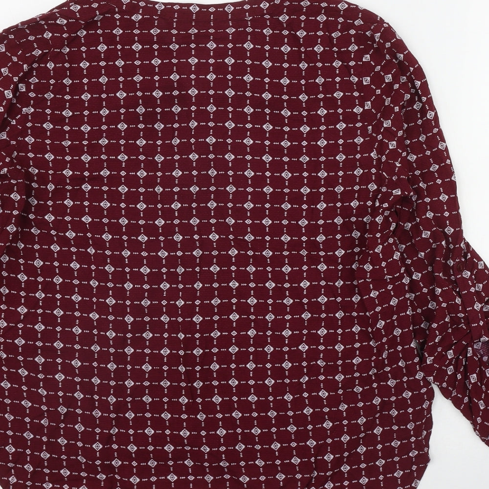 Atmosphere Womens Red Geometric Viscose Basic Blouse Size 14 V-Neck