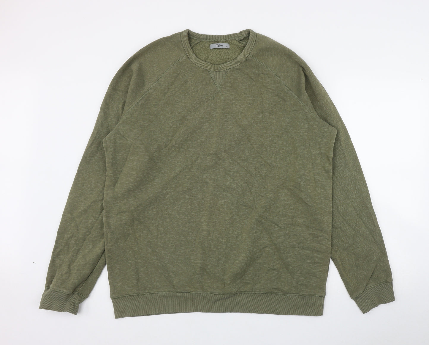 TU Mens Green  Cotton Pullover Sweatshirt Size XL