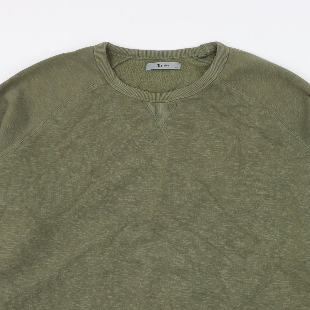 TU Mens Green  Cotton Pullover Sweatshirt Size XL