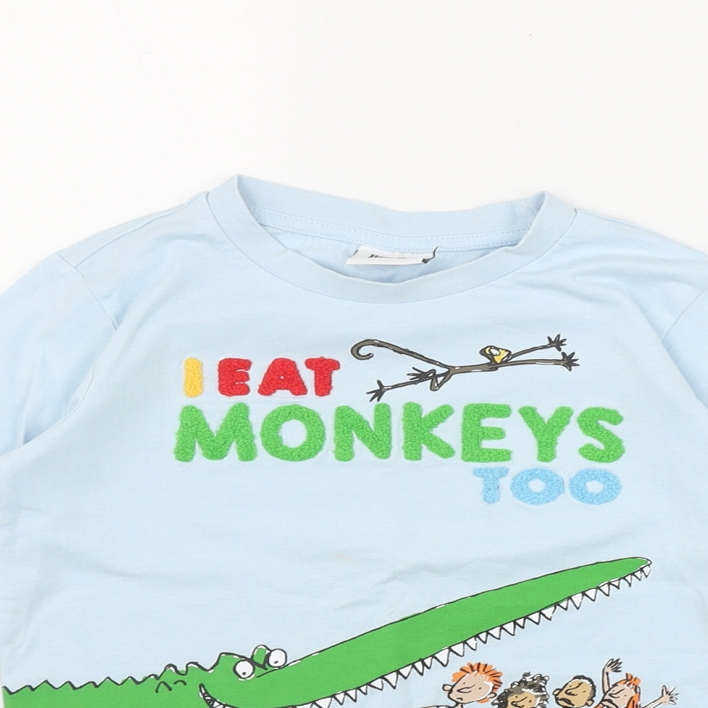 TU Boys Blue  Cotton Basic T-Shirt Size 4-5 Years Round Neck Pullover - Roald Dahl