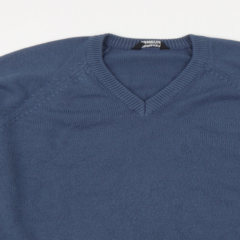 Southbay Mens Blue V-Neck  Acrylic Pullover Jumper Size M