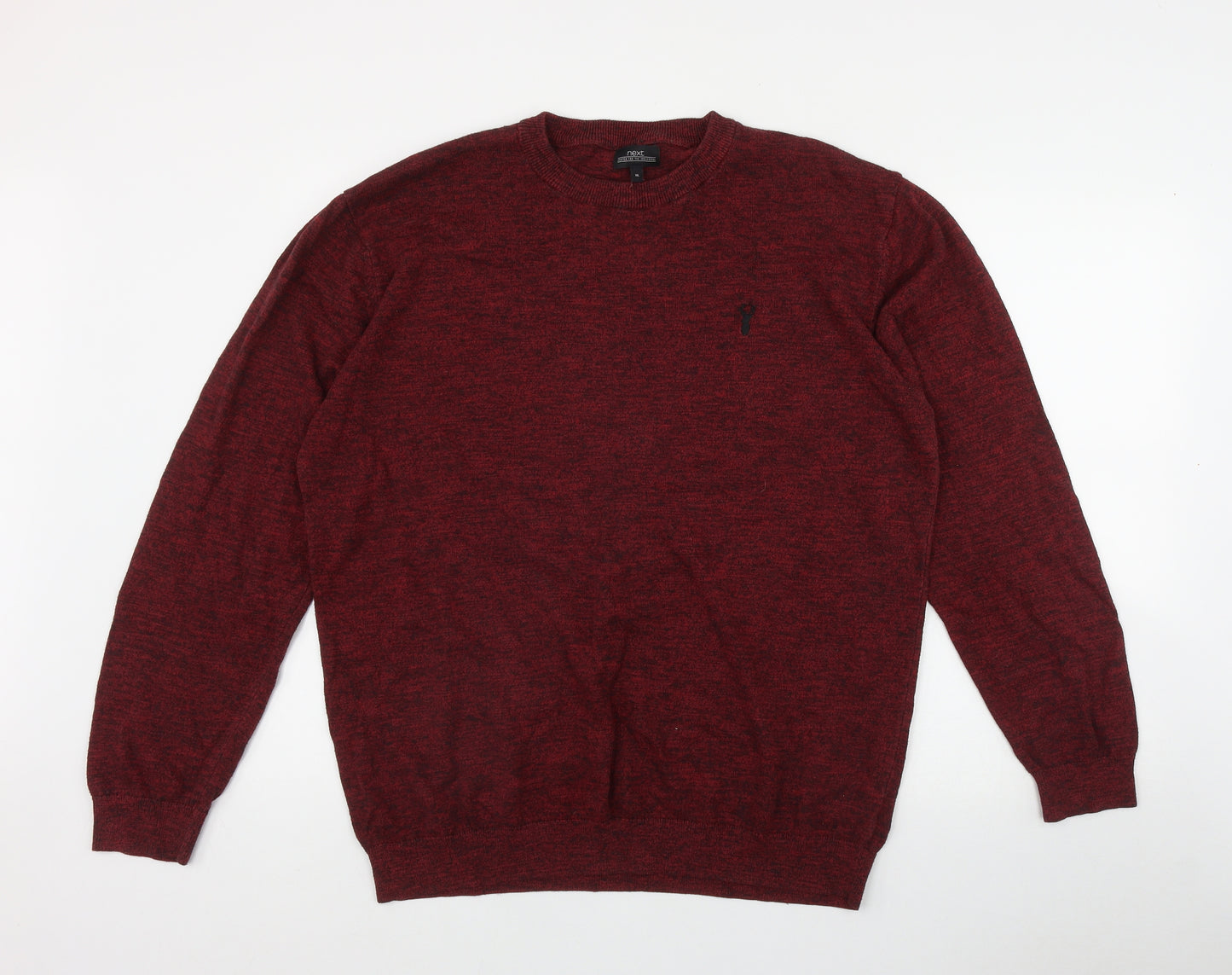 NEXT Mens Red Round Neck  Cotton Pullover Jumper Size XL