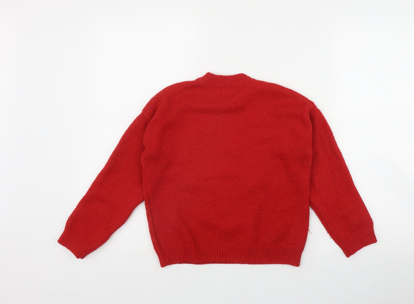 F&F Girls Red Round Neck  Polyester Pullover Jumper Size 8-9 Years  Pullover - Christmas