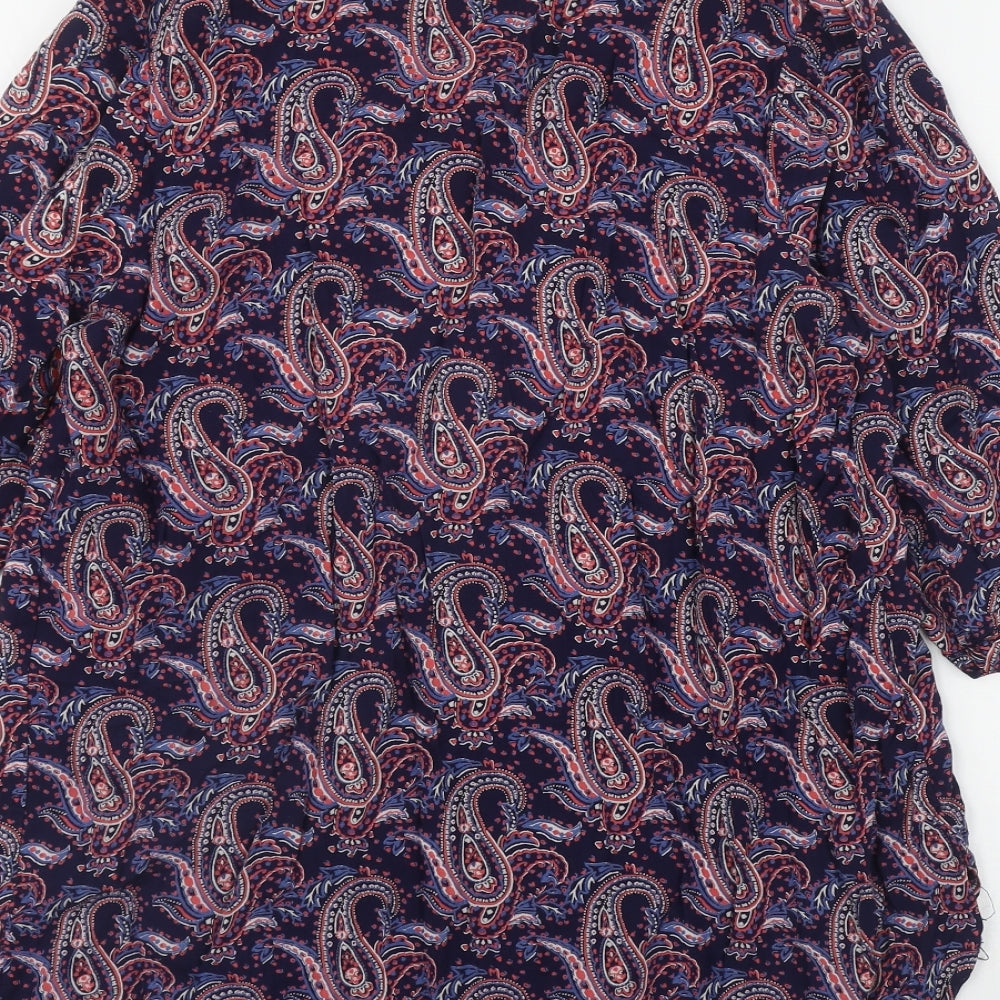 Papaya Womens Purple Paisley Viscose Basic Blouse Size M V-Neck