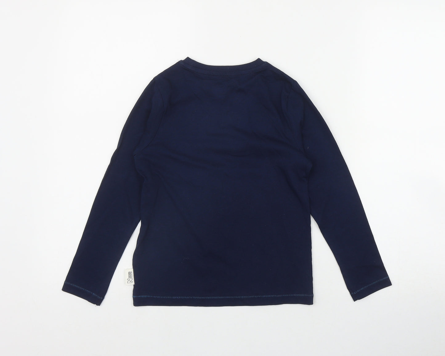 Marks and Spencer Boys Blue  Cotton Basic T-Shirt Size 6-7 Years Round Neck Pullover - Dinosaur