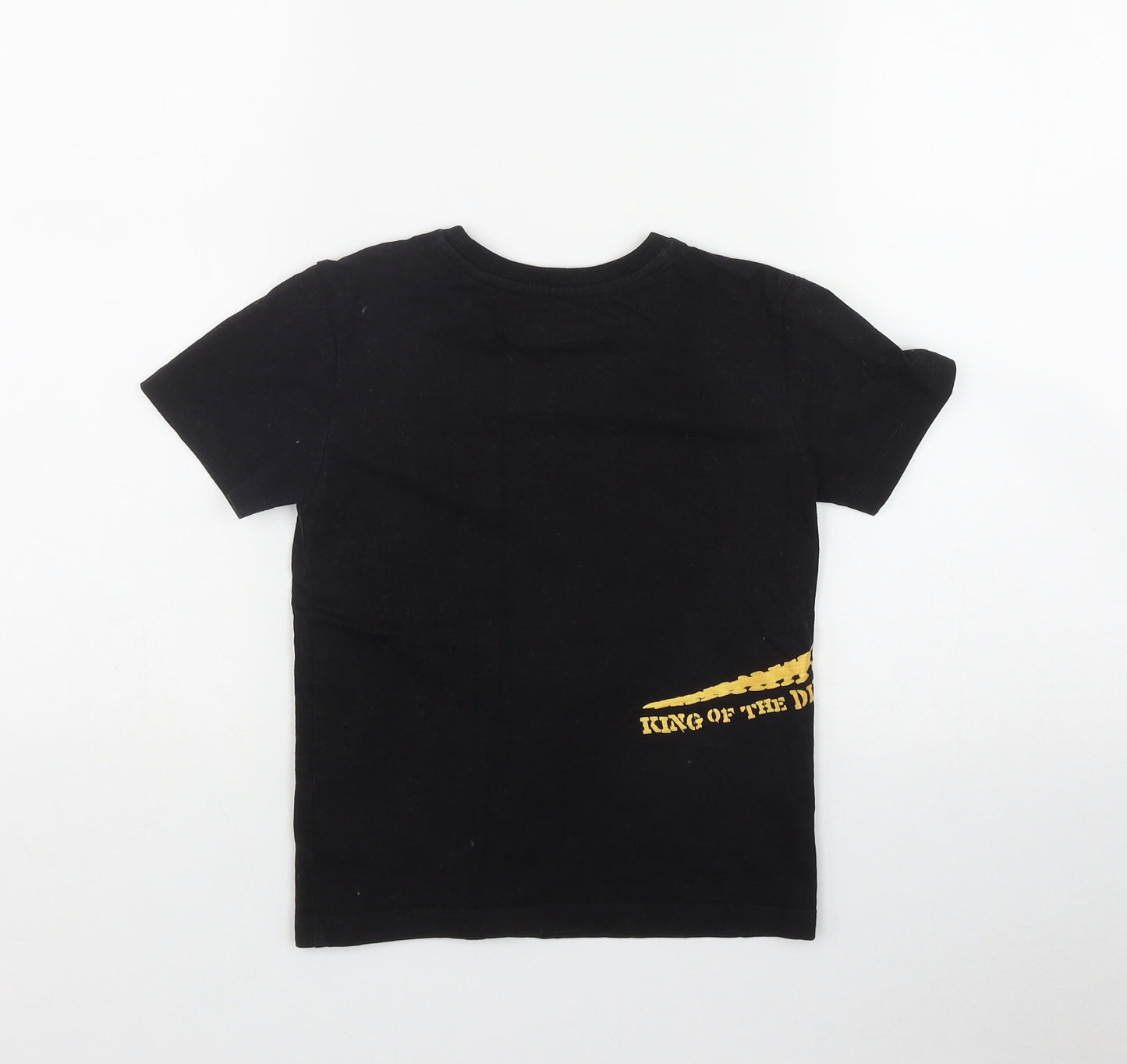 NEXT Boys Black  Cotton Basic T-Shirt Size 4 Years Round Neck Pullover - Dinosaur