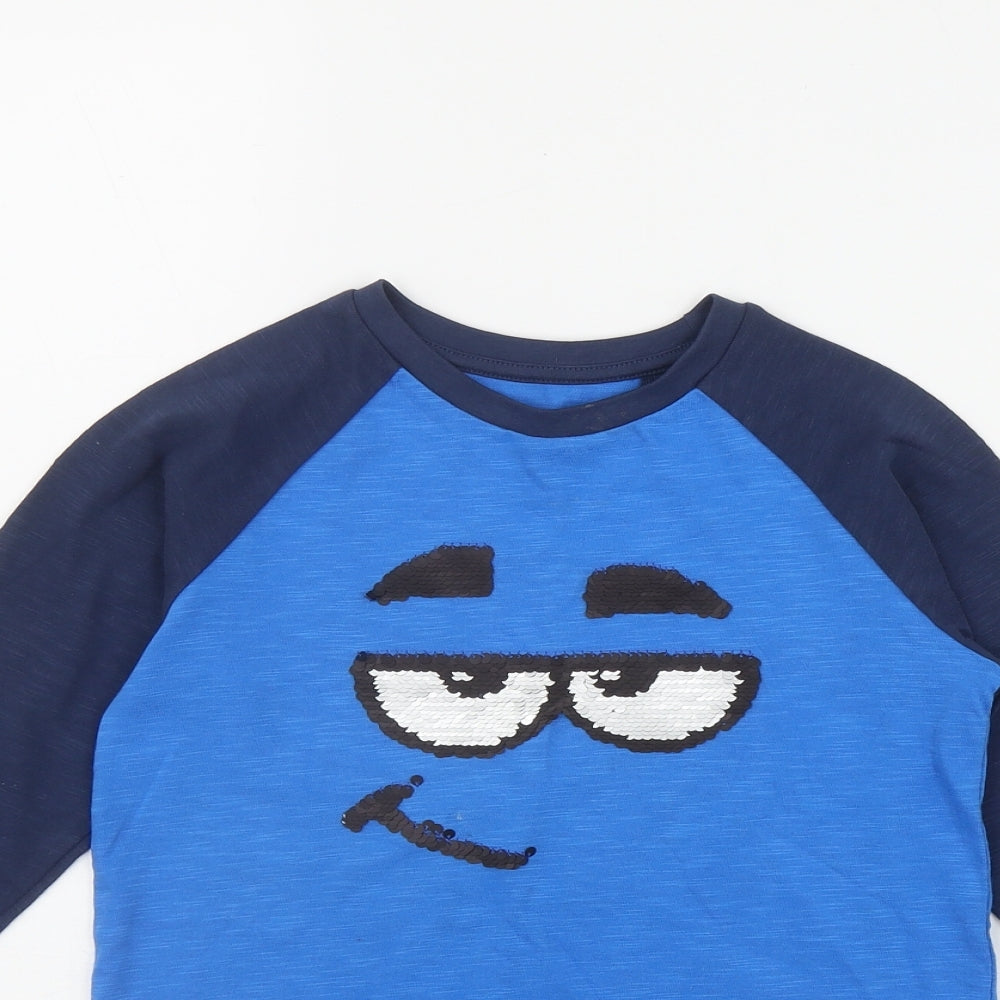 NEXT Boys Blue  Cotton Basic T-Shirt Size 5 Years Round Neck Pullover