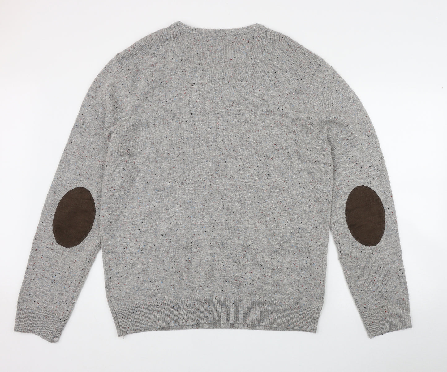 H&M Mens Grey Round Neck  Acrylic Pullover Jumper Size XL