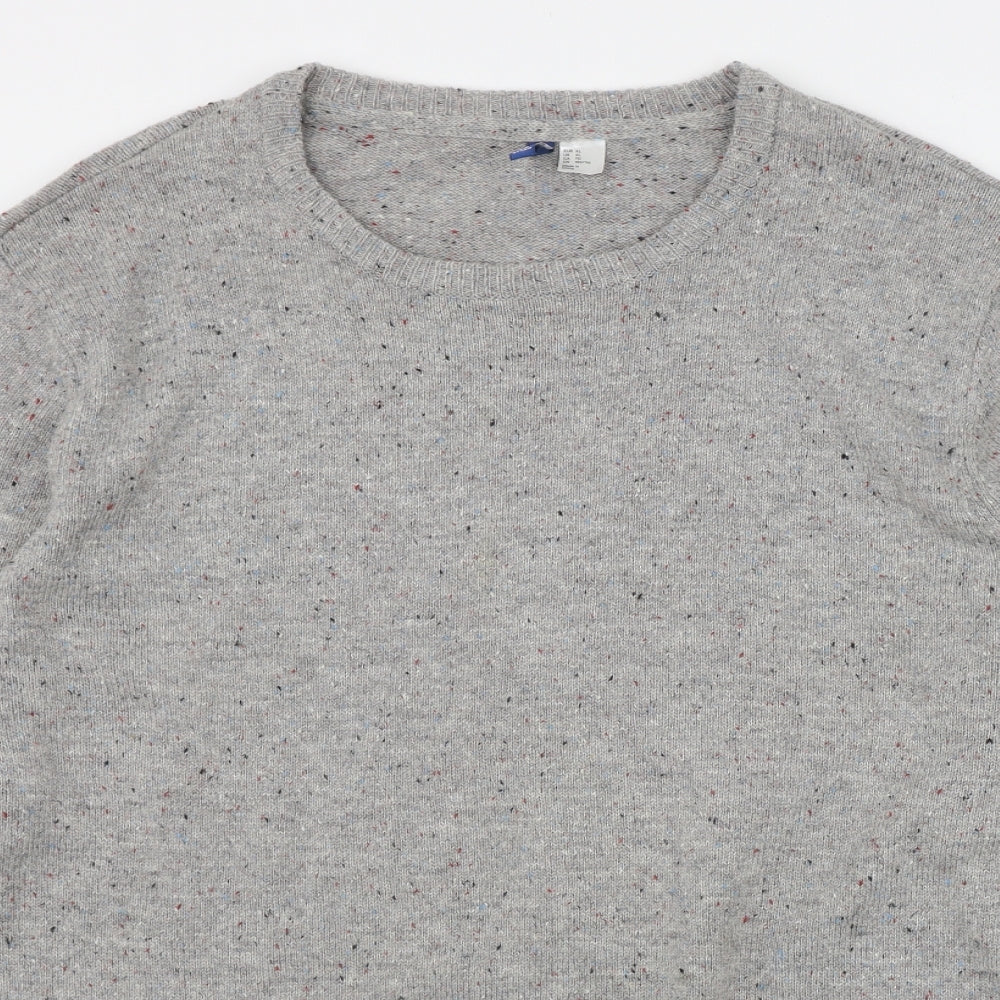 H&M Mens Grey Round Neck  Acrylic Pullover Jumper Size XL