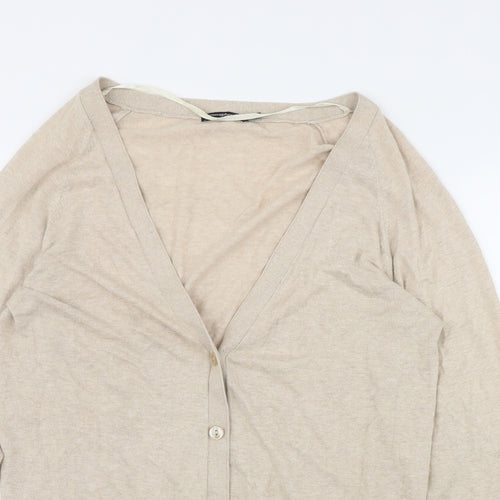 Atmosphere Womens Beige V-Neck  Cotton Cardigan Jumper Size 16