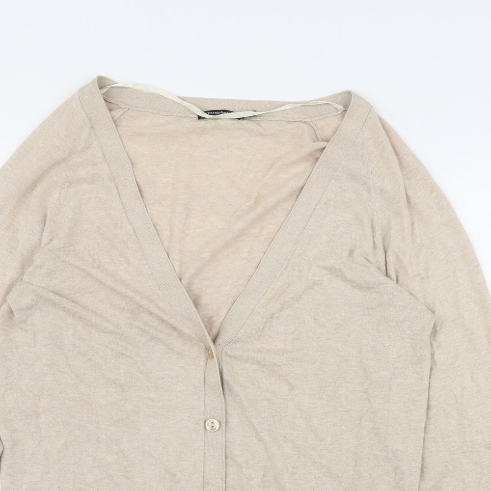Atmosphere Womens Beige V-Neck  Cotton Cardigan Jumper Size 16
