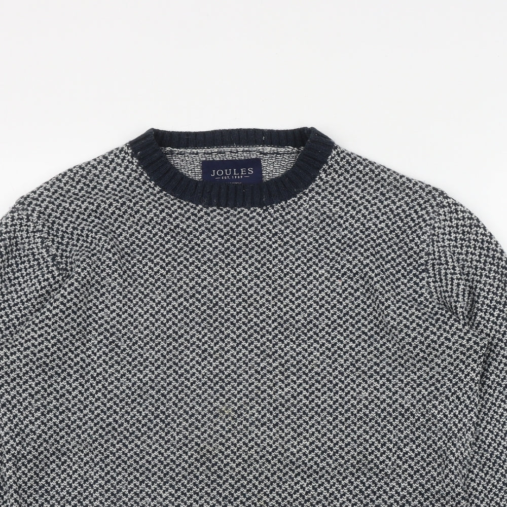 Joules Mens Blue Round Neck  Acrylic Pullover Jumper Size L