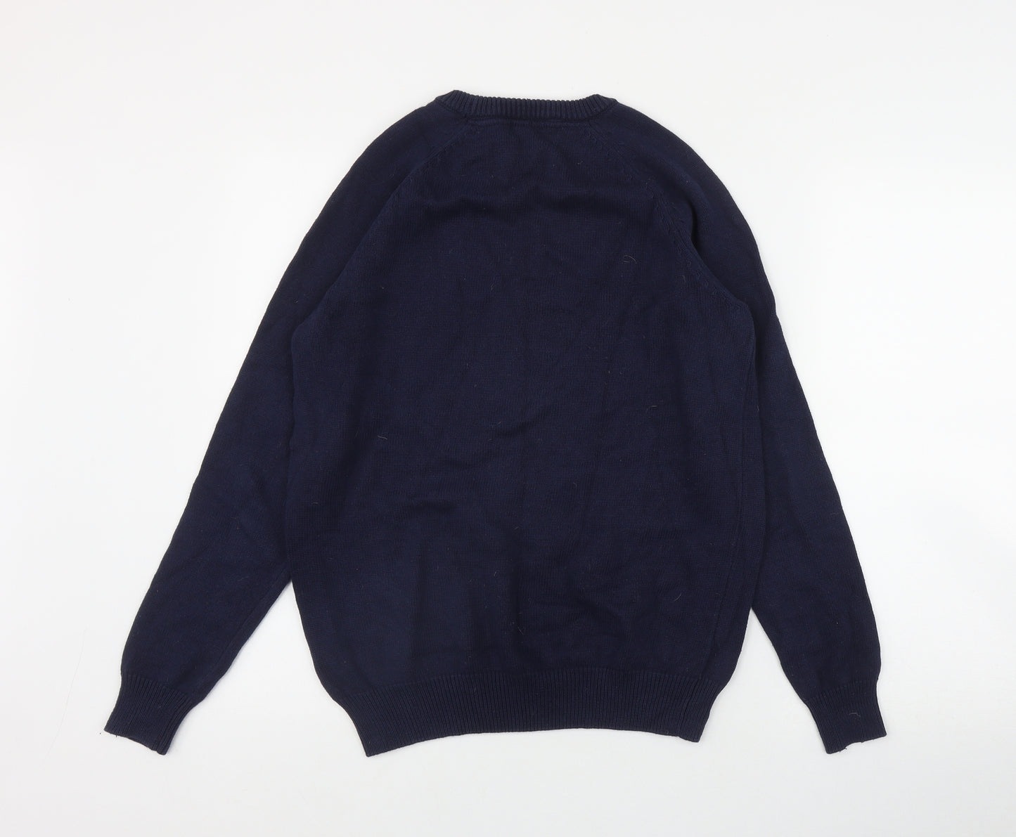Cotton Traders Mens Blue Round Neck  Cotton Pullover Jumper Size S