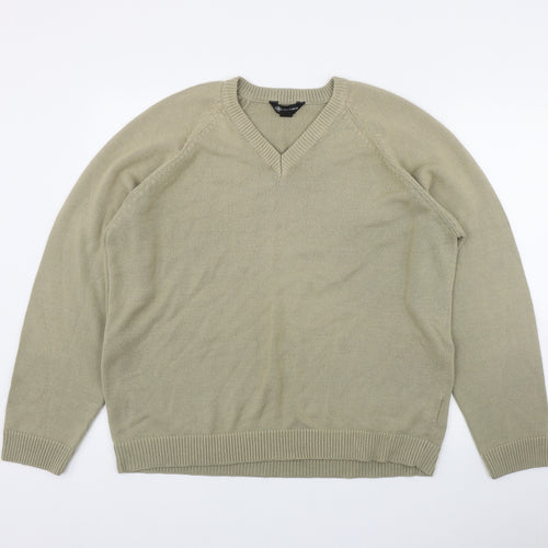 South Bay Mens Beige V-Neck  Acrylic Pullover Jumper Size M