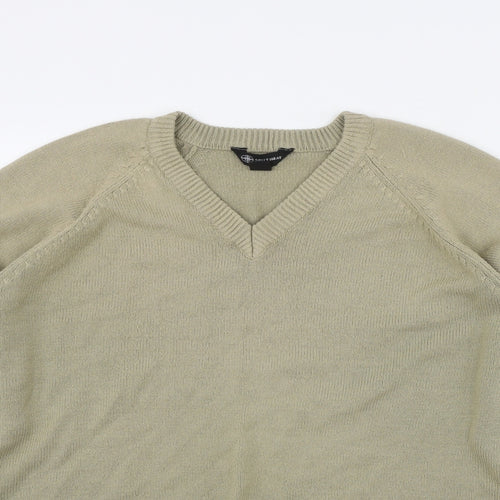 South Bay Mens Beige V-Neck  Acrylic Pullover Jumper Size M