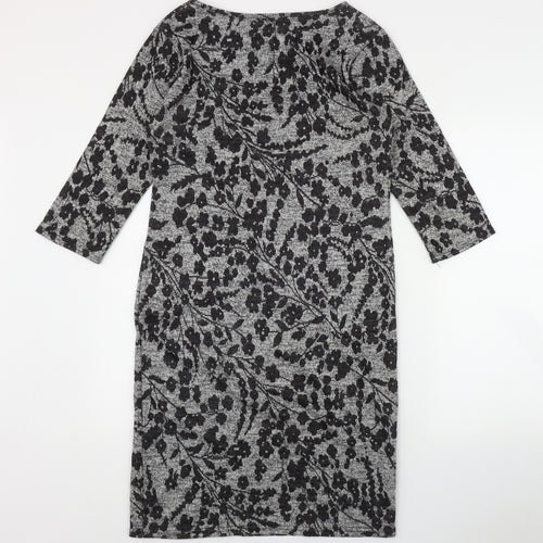 Blue Vanill Womens Grey Floral Polyester Bodycon  Size L  Round Neck Pullover