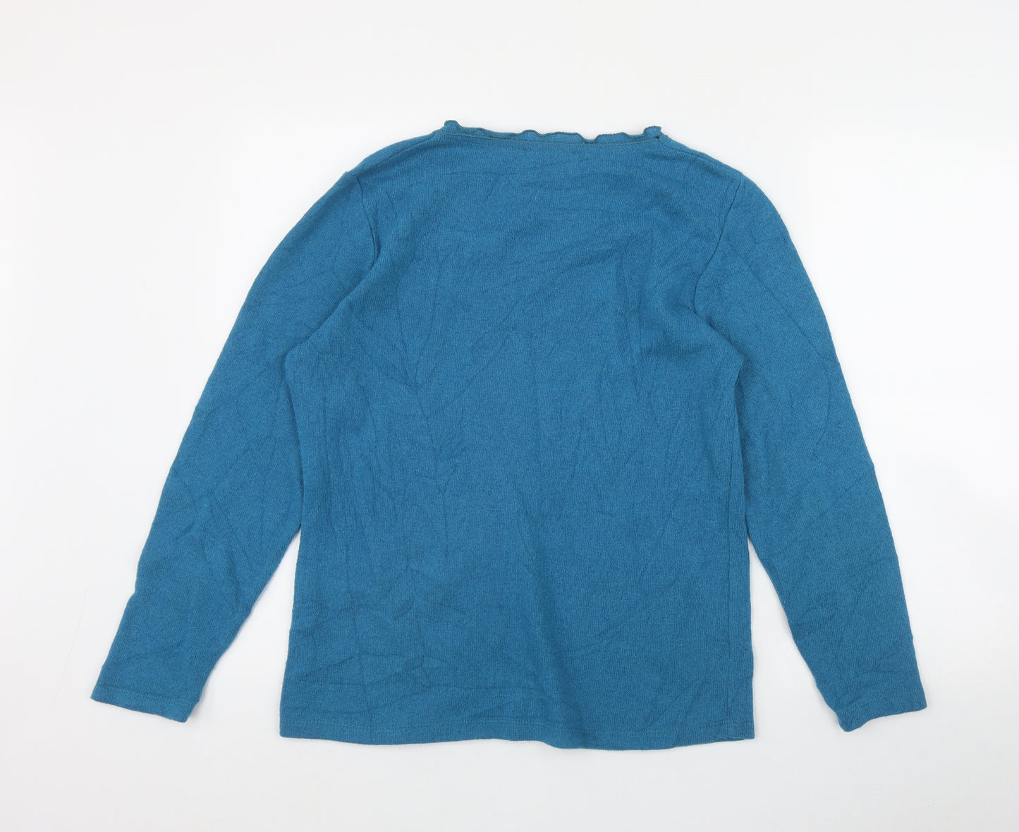 Aribel Womens Blue Scoop Neck  Acrylic Pullover Jumper Size 10