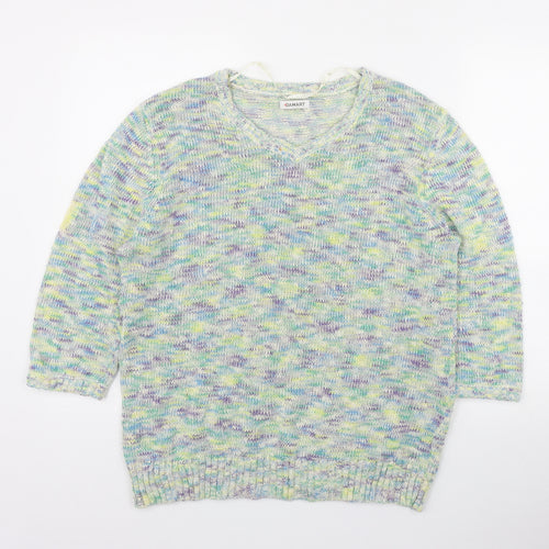 Damart Womens Multicoloured V-Neck  Cotton Pullover Jumper Size L