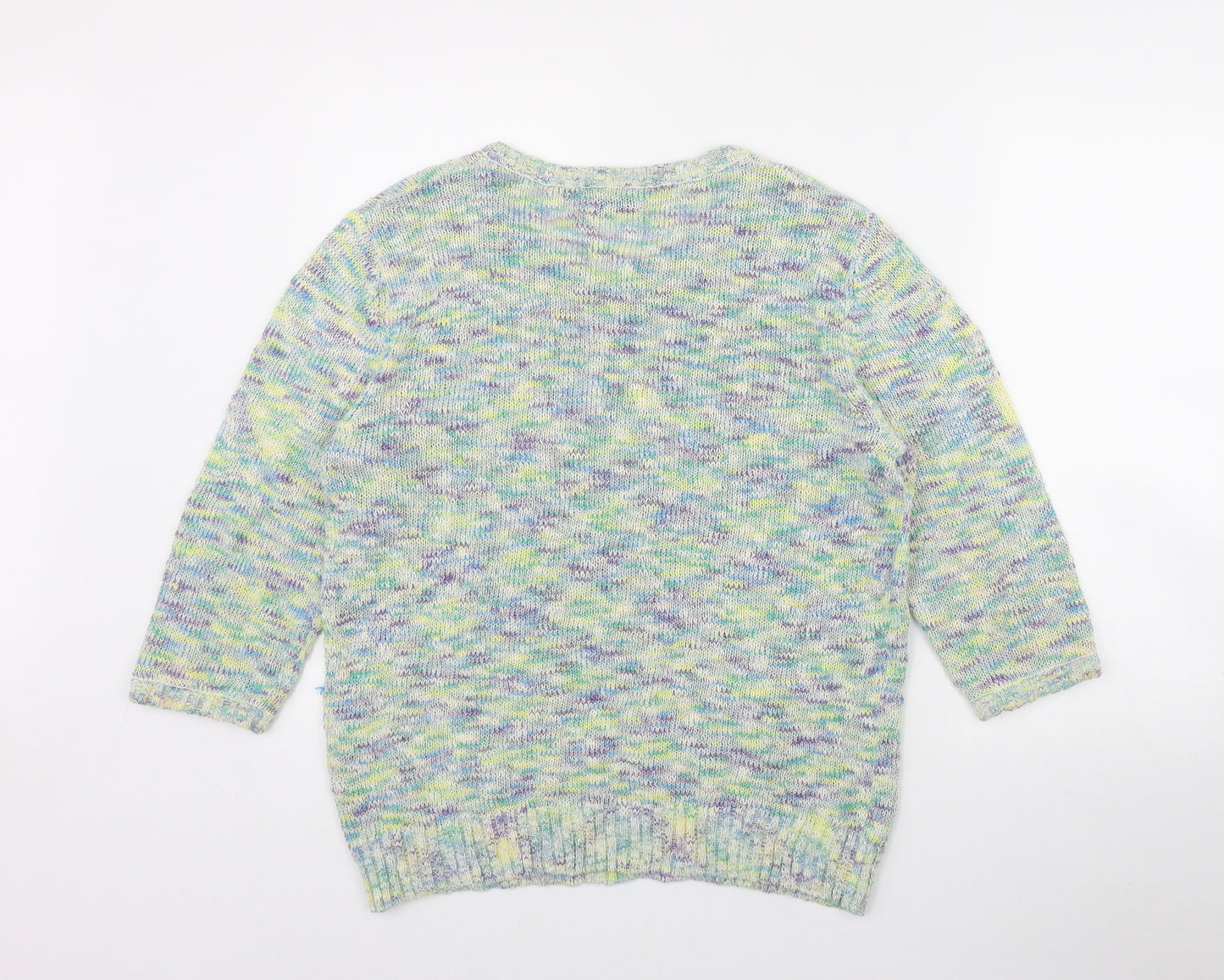 Damart Womens Multicoloured V-Neck  Cotton Pullover Jumper Size L