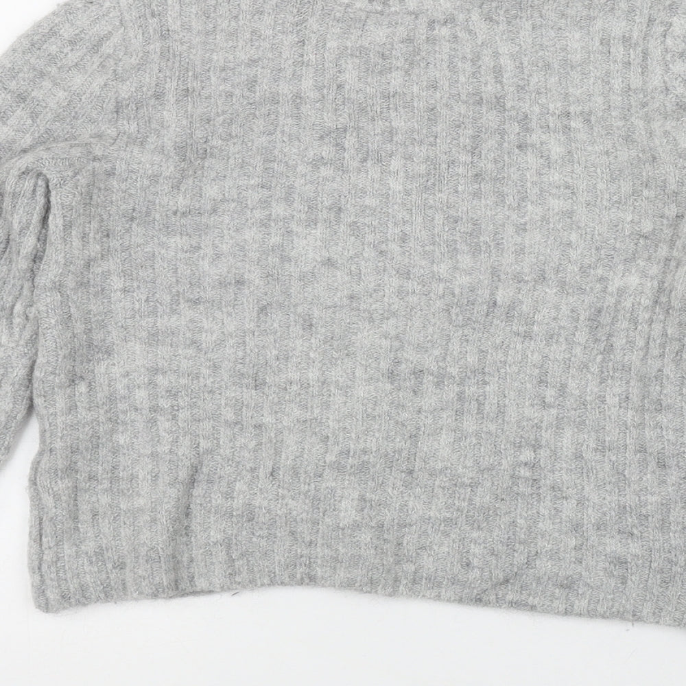H&M Womens Grey Crew Neck  Acrylic Pullover Jumper Size XS