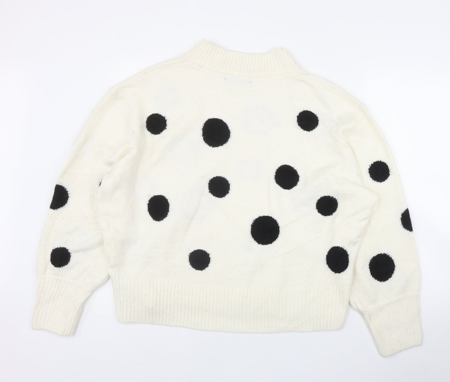 Marks and Spencer Womens Ivory Mock Neck Polka Dot Acrylic Pullover Jumper Size XL