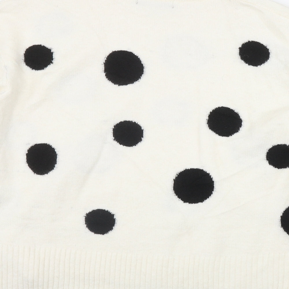 Marks and Spencer Womens Ivory Mock Neck Polka Dot Acrylic Pullover Jumper Size XL