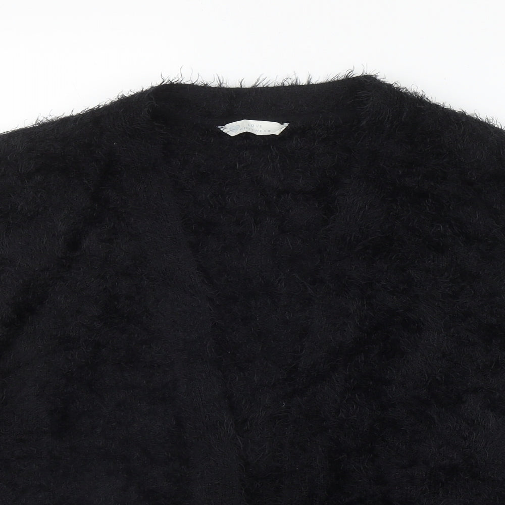 BHS Womens Black V-Neck  Polyamide Cardigan Jumper Size 16
