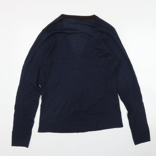 H&M Mens Blue V-Neck  Wool Cardigan Jumper Size M