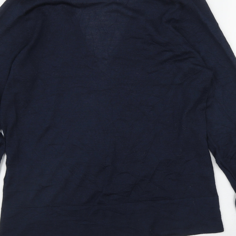 H&M Mens Blue V-Neck  Wool Cardigan Jumper Size M
