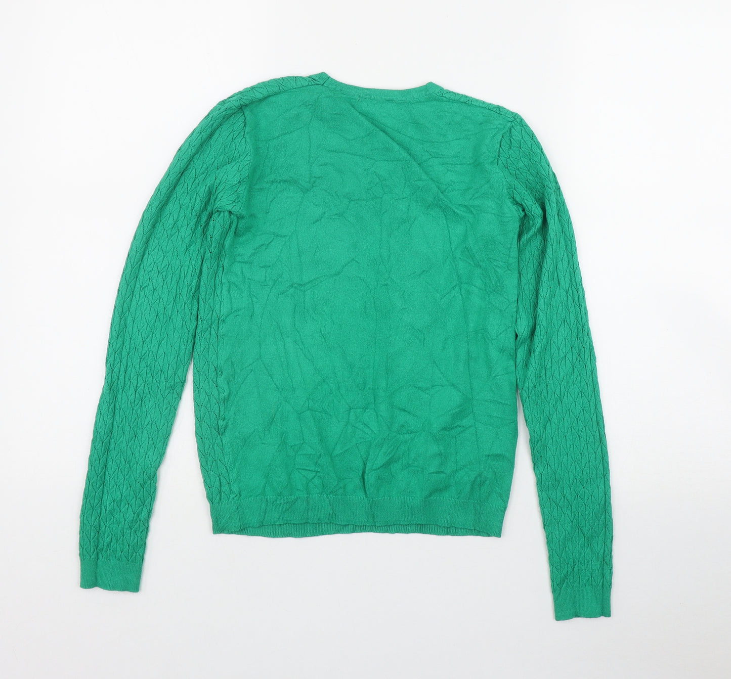 Warehouse Womens Green Round Neck  Viscose Pullover Jumper Size 8