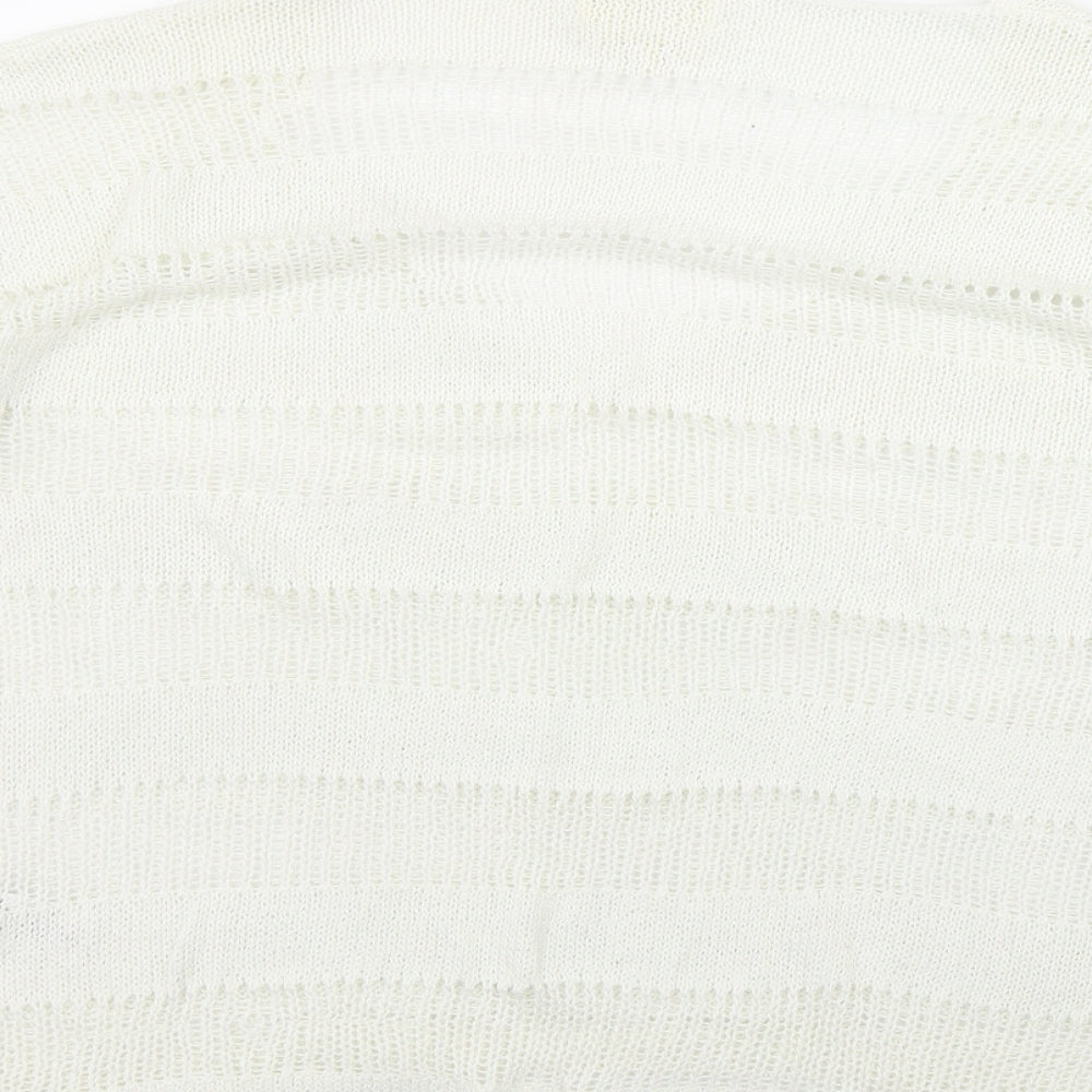NEXT Womens White V-Neck  Acrylic Pullover Jumper Size 14