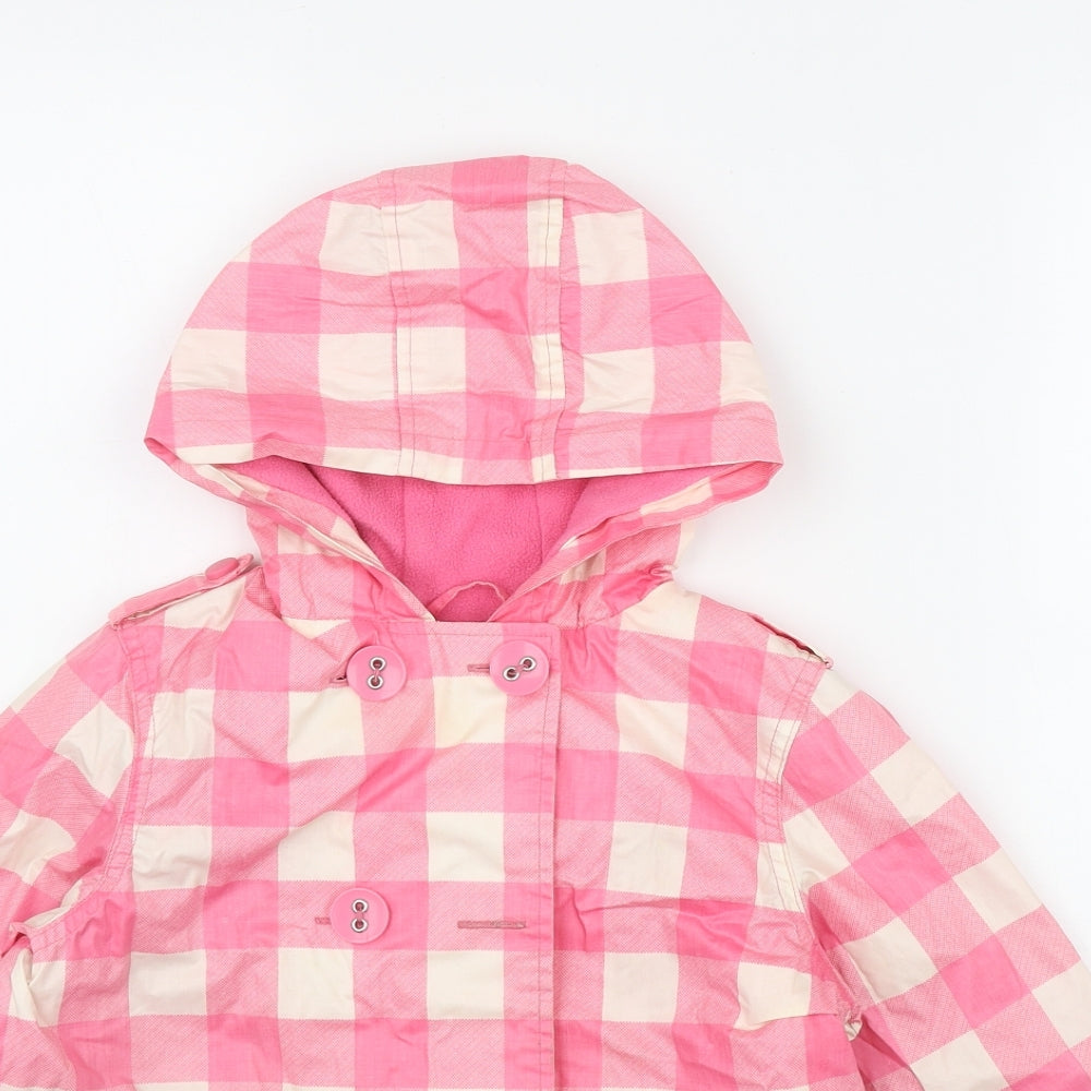 NEXT Girls Pink Gingham  Rain Coat Coat Size 3-4 Years  Button