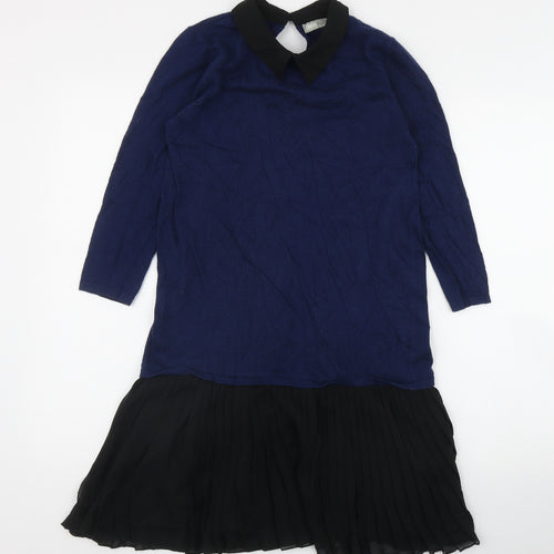 ASOS Womens Blue  Cotton Jumper Dress  Size 6  Collared Button