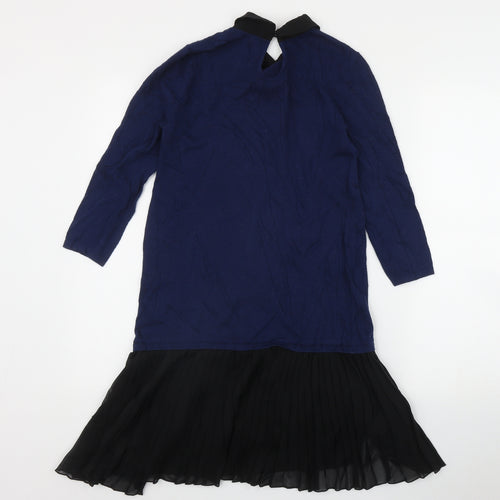 ASOS Womens Blue  Cotton Jumper Dress  Size 6  Collared Button