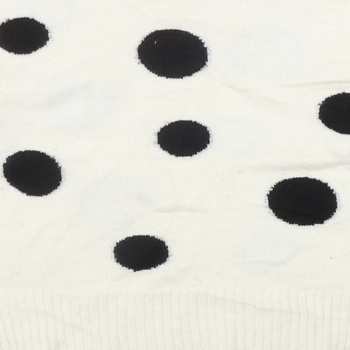 Marks and Spencer Womens Ivory Mock Neck Polka Dot Acrylic Pullover Jumper Size L