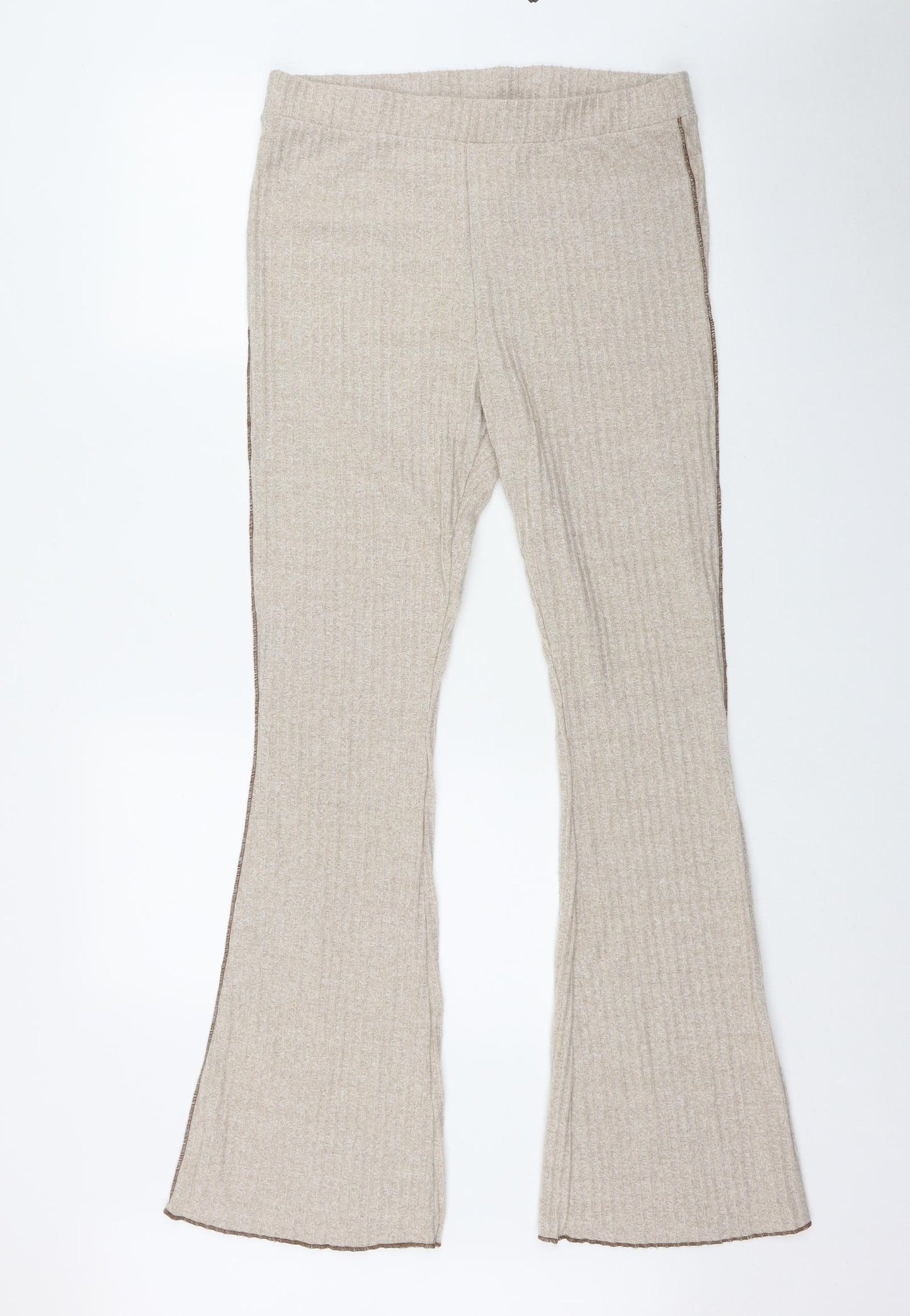 Primark Womens Beige  Polyester Trousers  Size 14 L32 in Regular