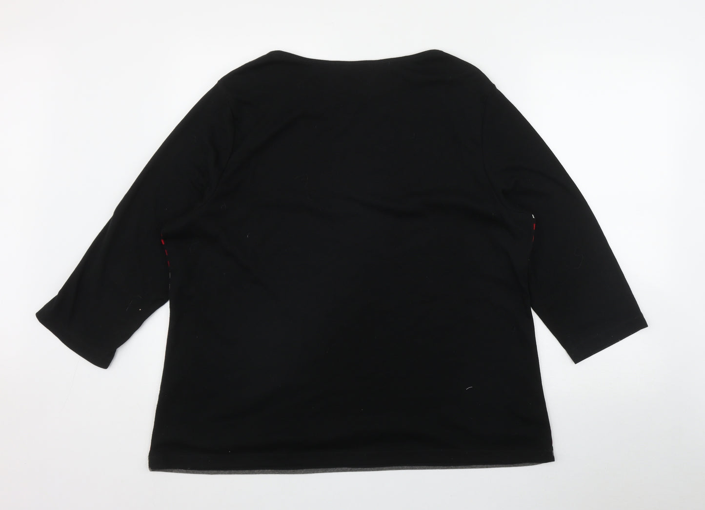 Berkertex Womens Black Striped Cotton Basic T-Shirt Size XL Round Neck