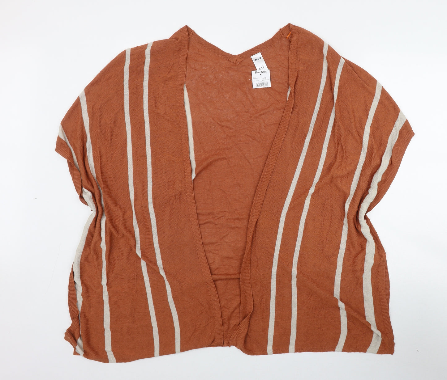 Anko Womens Orange V-Neck Striped Viscose Cardigan Jumper Size S