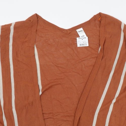 Anko Womens Orange V-Neck Striped Viscose Cardigan Jumper Size S