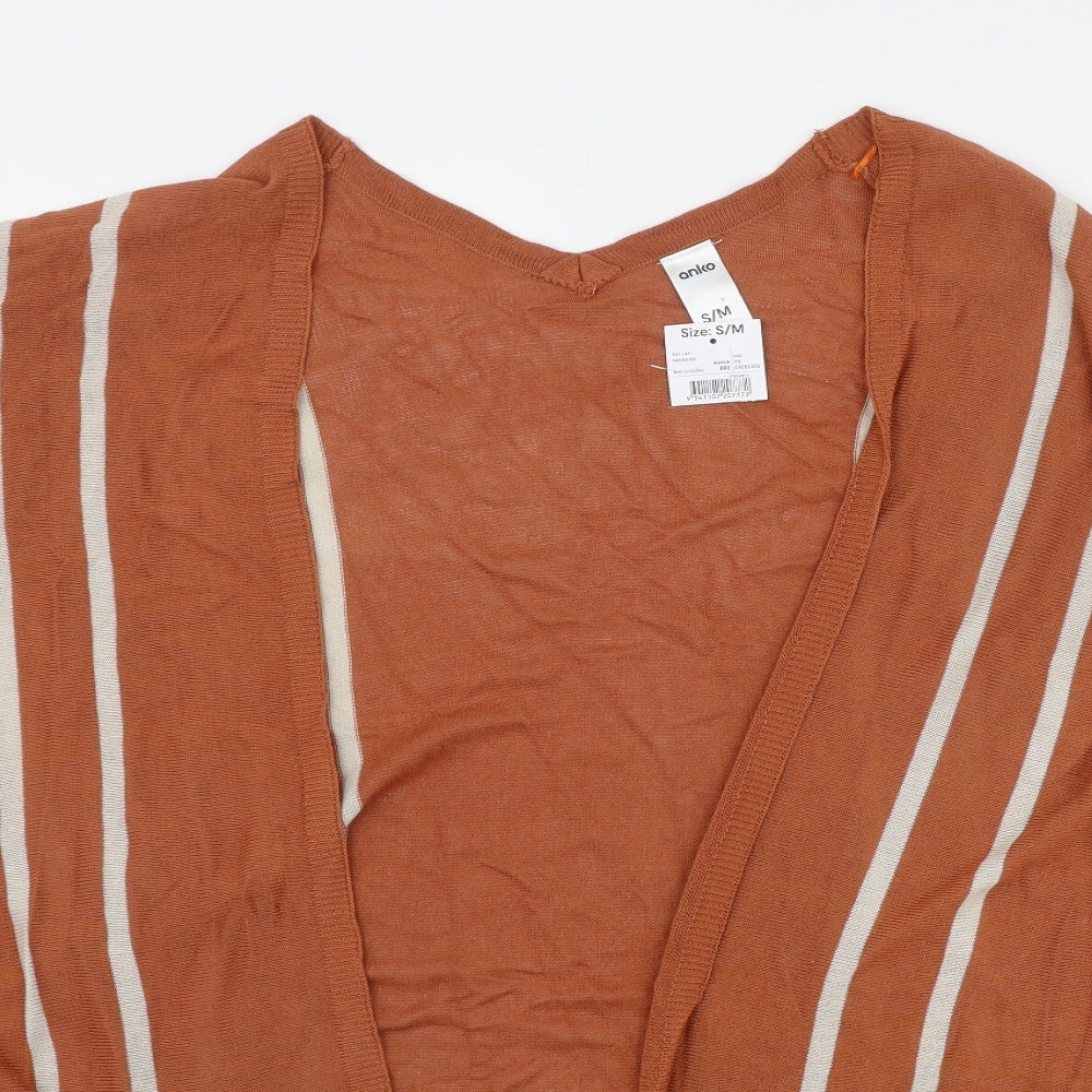 Anko Womens Orange V-Neck Striped Viscose Cardigan Jumper Size S
