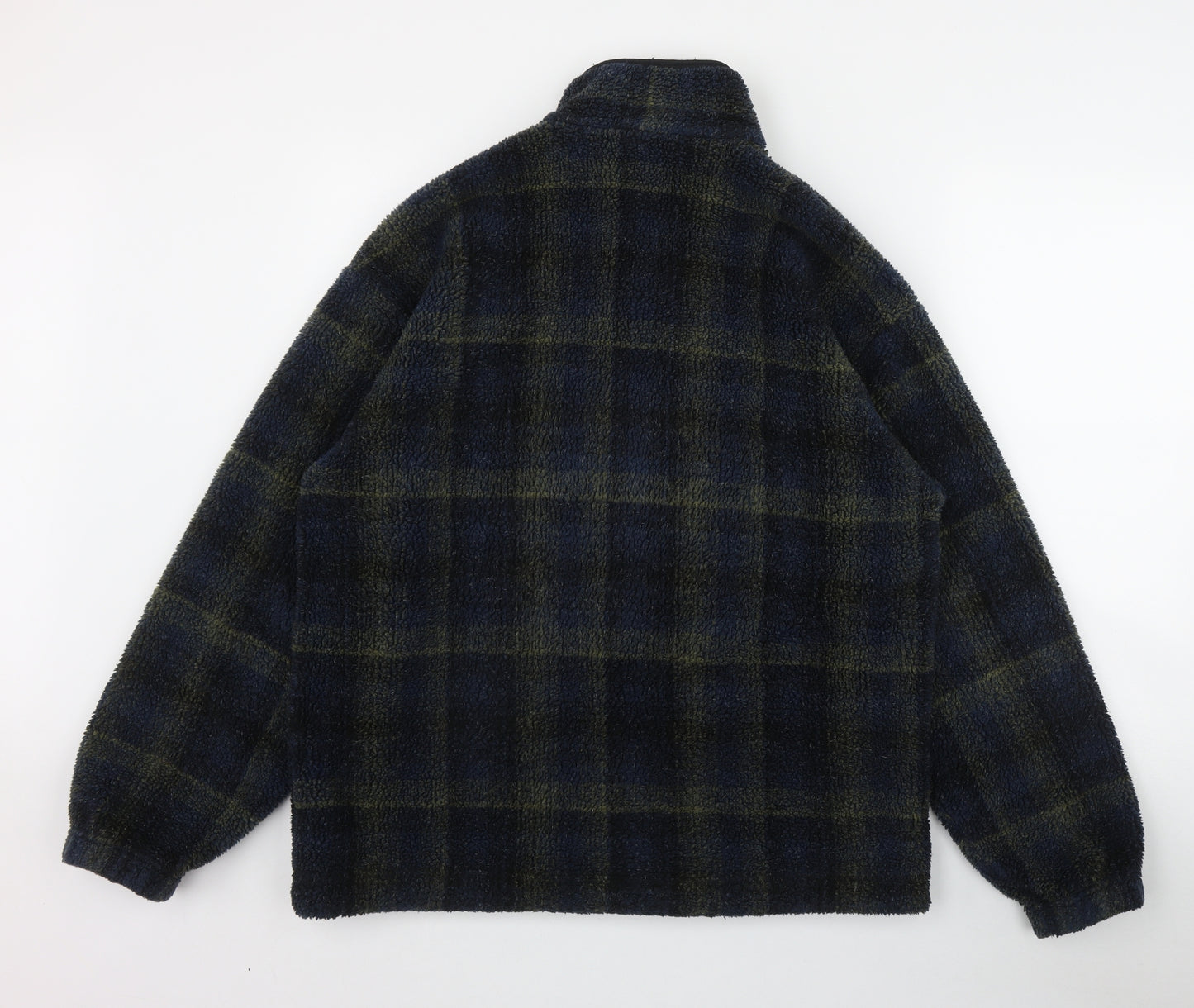 Marks and Spencer Womens Blue Plaid Polyester Full Zip Sweatshirt Size M  Zip